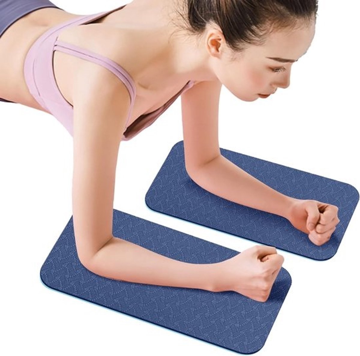Yoga Kniebeschermers - Pilates Elleboogsteun - Workout Ondersteuning - Verbeterde Stabiele Grip - 34x17x1 cm - Blauw