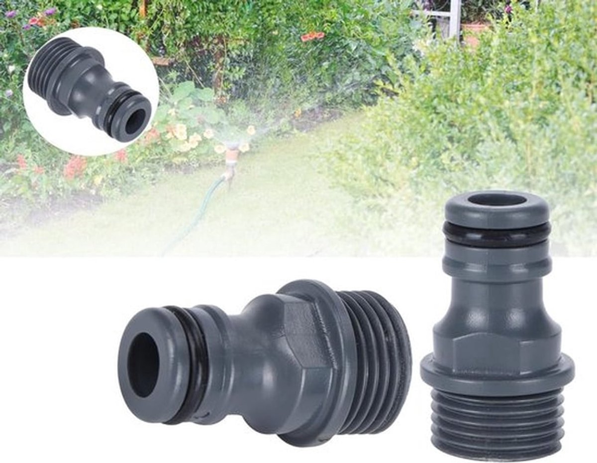 2x G1/2 Mannen Draad Snelkoppeling - Tuinslang Adapter - Tuinaccessoires - Geschikt voor Tuinieren - Hoogwaardige Koppelingen - Kleur Zwart