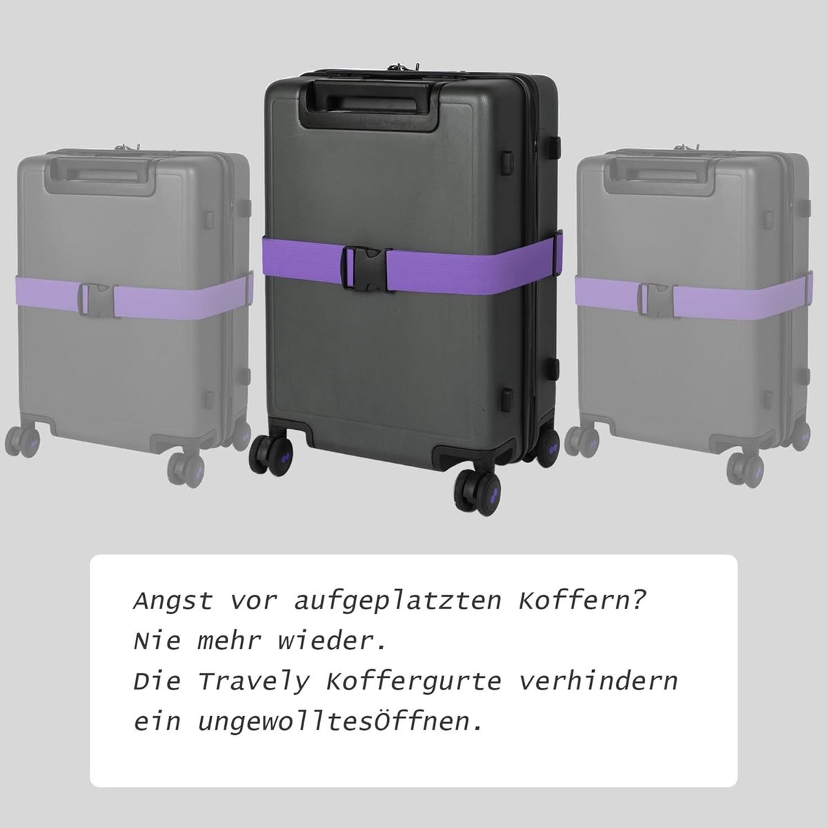 Verstelbare Kofferspannen, Set van 2, 195 cm, Veilig en Opvallend, Geschikt voor Reiskoffers, Bagagestraps, Kofferspannen voor Reizen, Paars