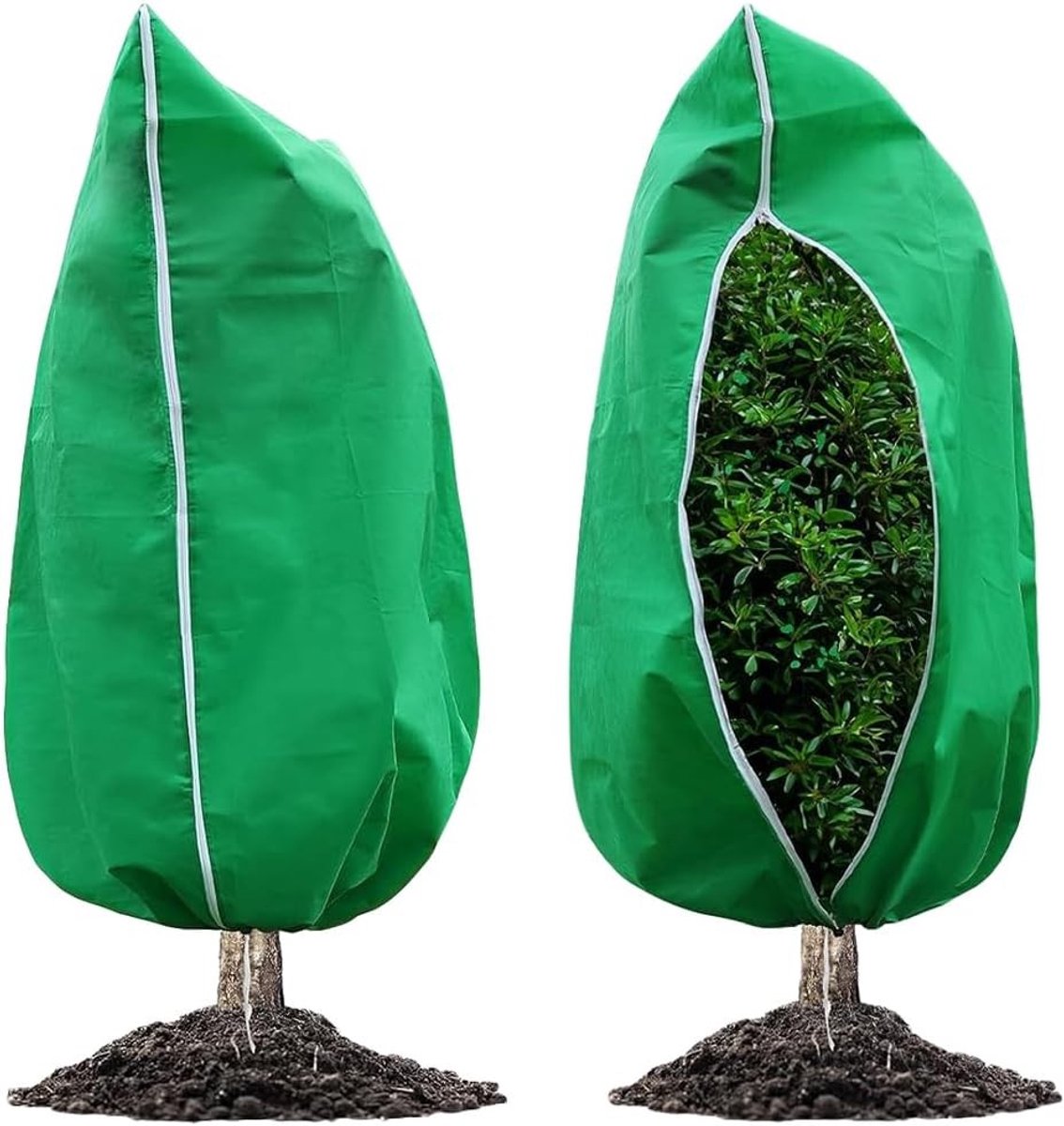 Vorstbescherming voor potplanten, herbruikbare zakken met ritssluiting en trekkoord, 2 stuks, 80 x 120 cm, winterbescherming voor kleine planten en tuinplanten