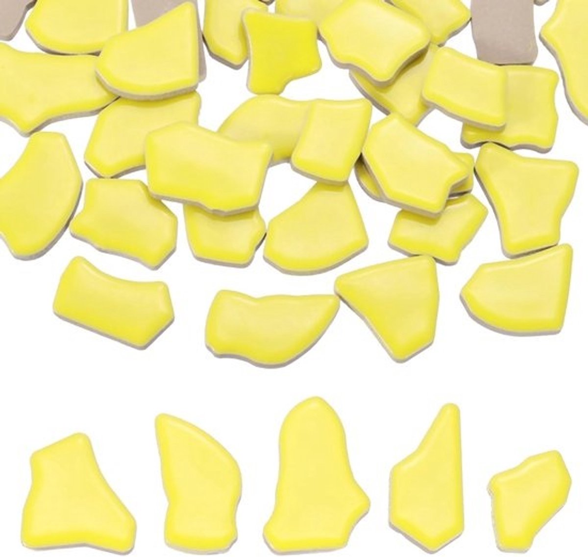Mozaïek Tegels - Gebroken Stukken - DIY Decoratie - Gladde Randen - 20-40mm - Citroen Geel