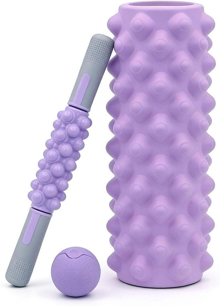 Massage Schuimroller Set - Spierroller Herstelroller - Spierherstel Bevorderen - Hoogte Kwaliteit Constructie - 33 cm Lengte - Blauw