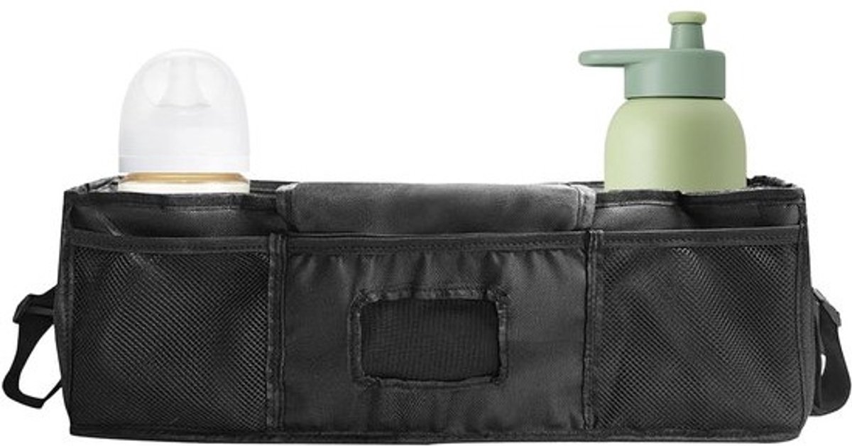 Kinderwagen Organizer - Kinderwagen Tas - Orde Buiten - Uitstekende Antislip - 50 x 14 x 17 cm - Zwart