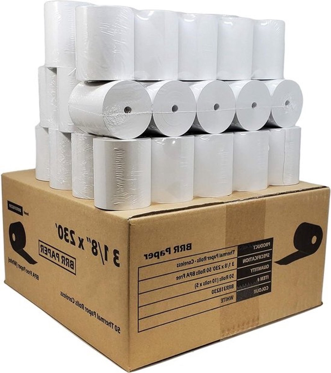 Thermisch Papierrollen - Bonrollen Kassabon - Kassabonnen Printen - BPA Vrij - 80mm x 70m - Wit