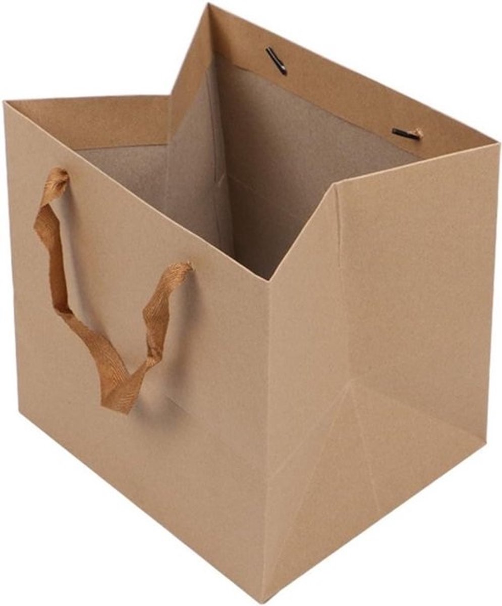 Bruine Kraft Papieren Tassen - Geschenk Tassen - Cadeau Verpakken - Met Handvat - 33 x 33 x 33 cm