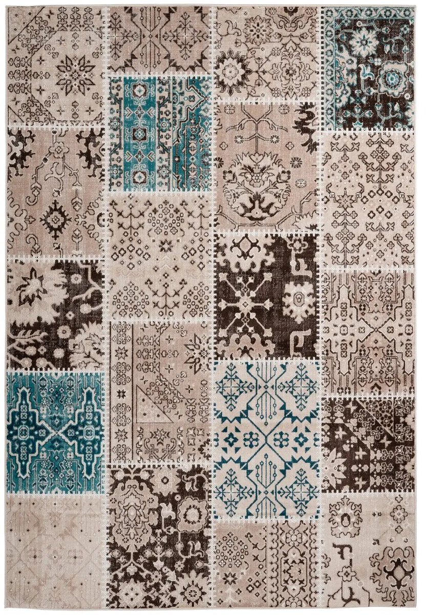 Dutch XXL Vintage Vloerkleed | Tapijt | Ariya | Patchwork | Taupe | 120x170 cm