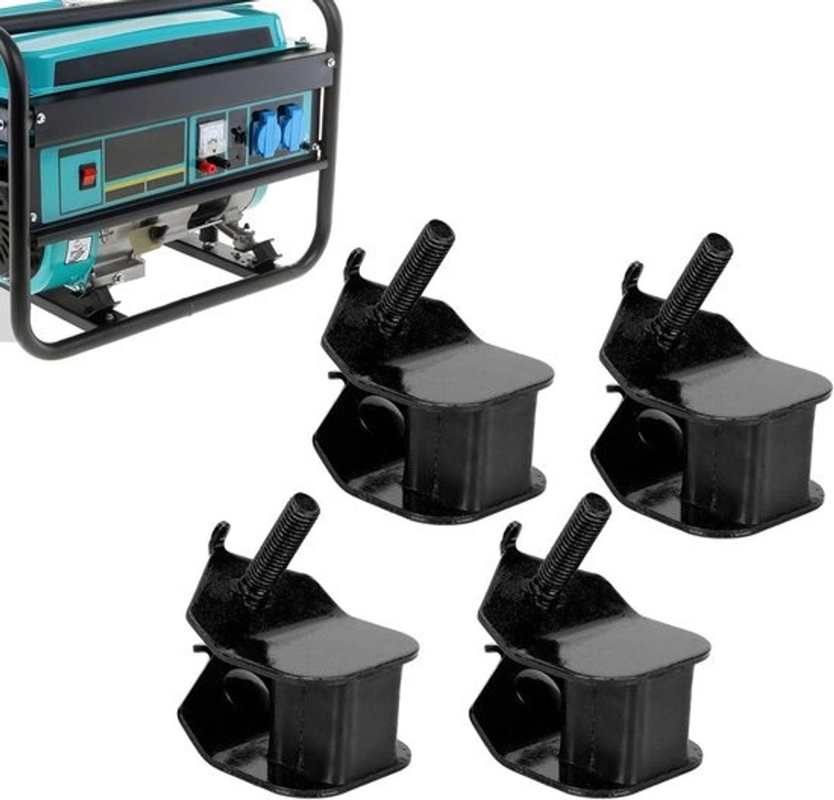 Generator Demping Voet - Generator Schokvoet - Generator Stabiliseren - Hoge Betrouwbaarheid - 4 Eenheden - Zwart