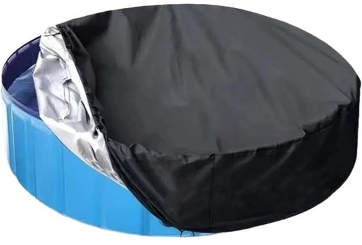 Rond Zwembadafdekzeil - 122 x 30 cm - Universele Zwembadhoes voor Kinderzwembad en Hondenzwembad - Waterdicht 420D Oxford Afdekzeil - UV-bestendig - Zwart
