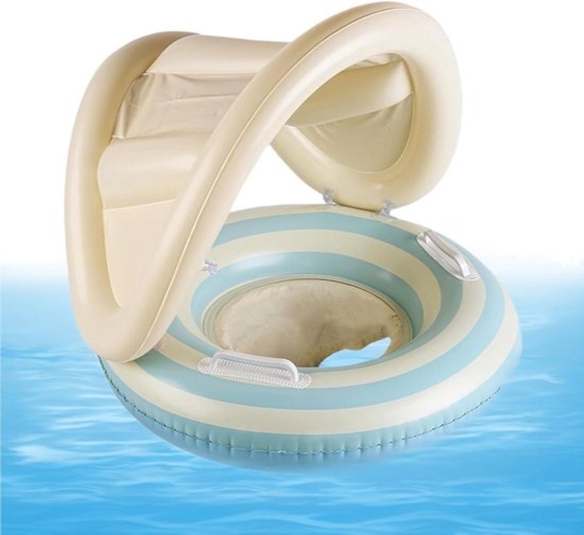 Zwemband Baby - Drijvende Zitting - Waterpret Veilig - Met Zonneklep - 57 x 49 cm - Blauw