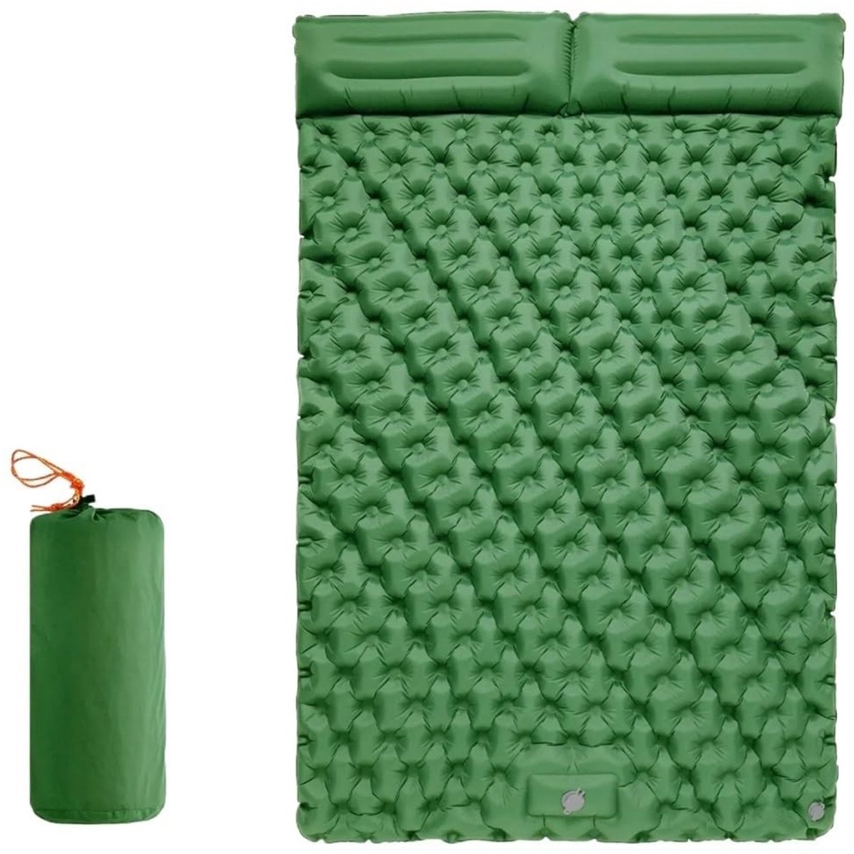 Dubbele opblaasbare matras met ingebouwde kussenpomp - Groen