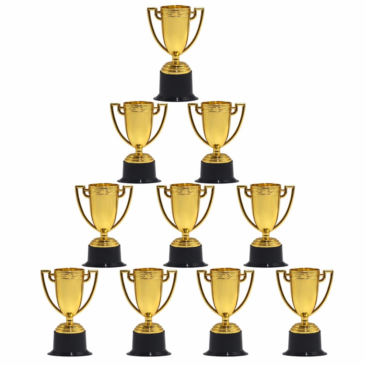 Mini-Trofeeën Set van 10 Stuks - Gouden Kunststof Trofeeën