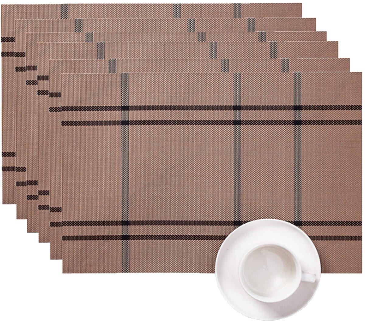 PVC Barmat - Hittebestendig - Bruin - 6-delige set - 40 x 40 cm