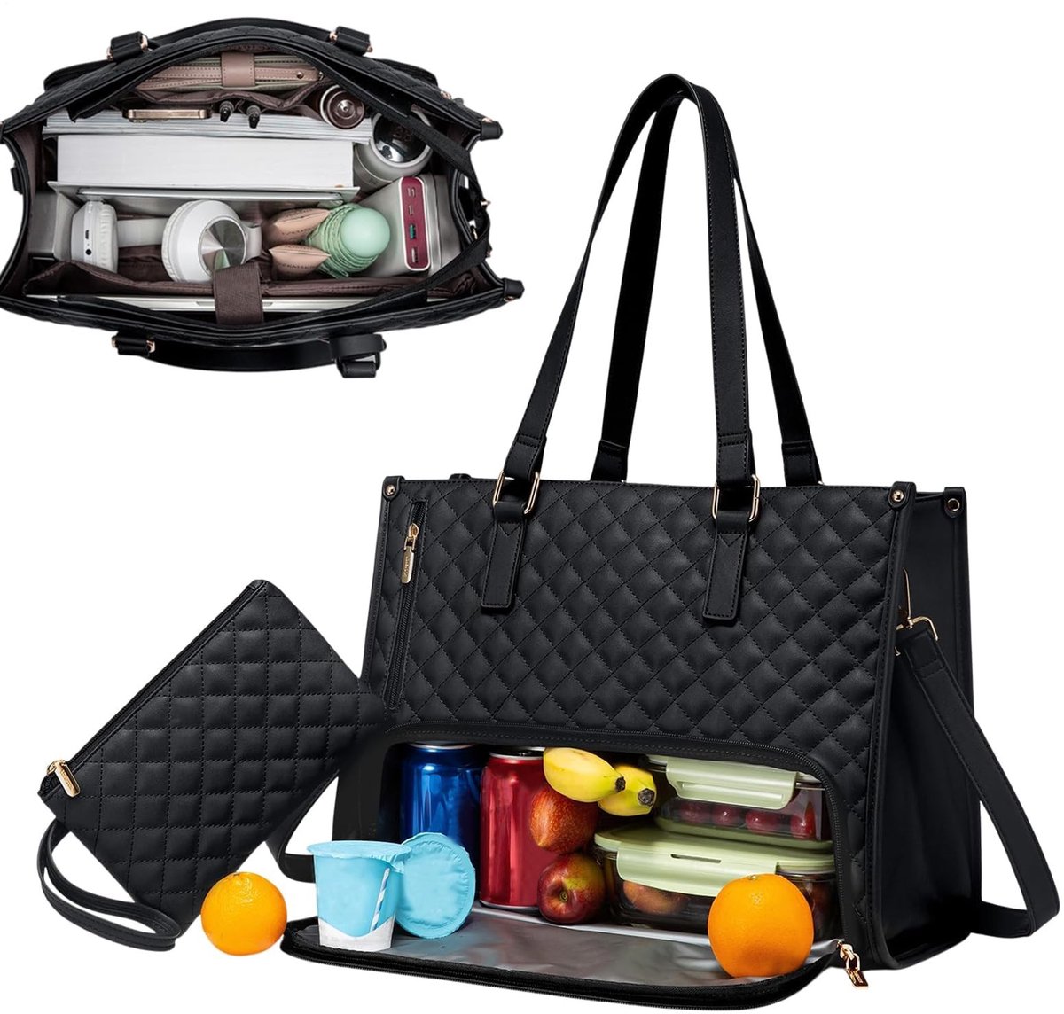 Lunch Tote Bag - Geïsoleerde Handtas met Koelcompartiment - Zwart