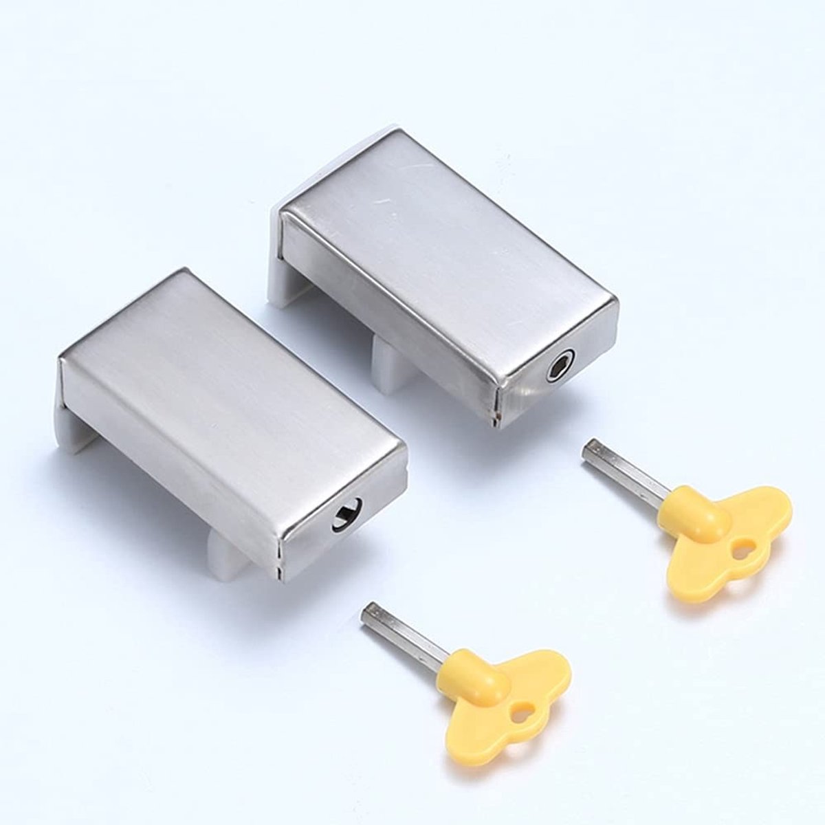Wedge limiter lock voor schuiframen - Set van 2 met sleutel