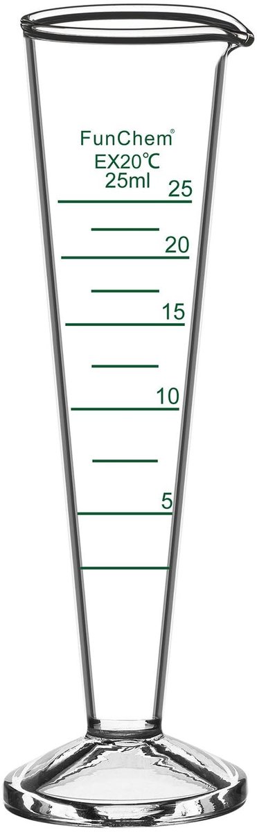 Kegelvormige Maatcilinder 25ml - Borosilicaatglas - Duidelijke schaalverdeling