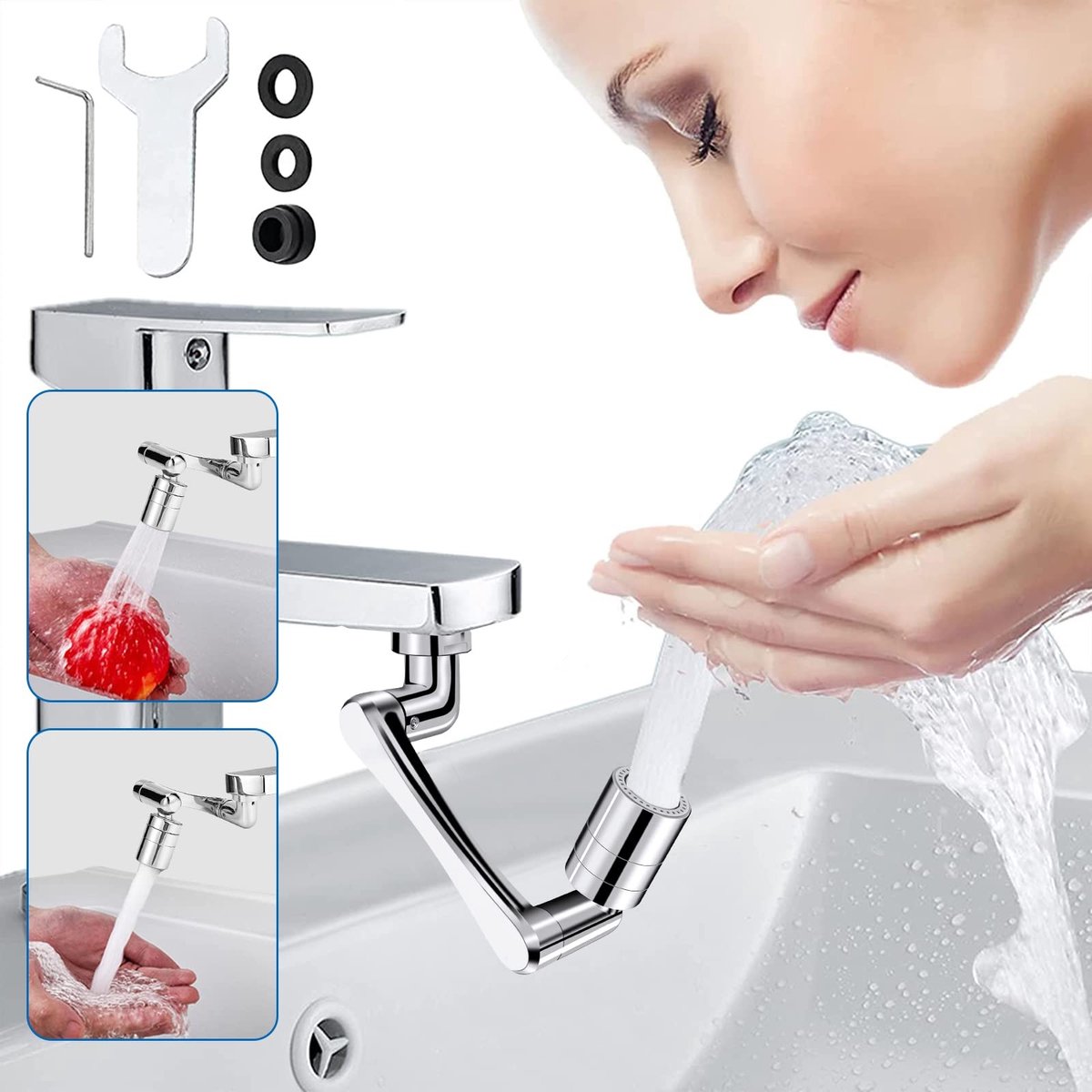 Kraan Aerator Bevestiging - 1080° Draaibaar - Waterbesparende Regulator met 2 Jets