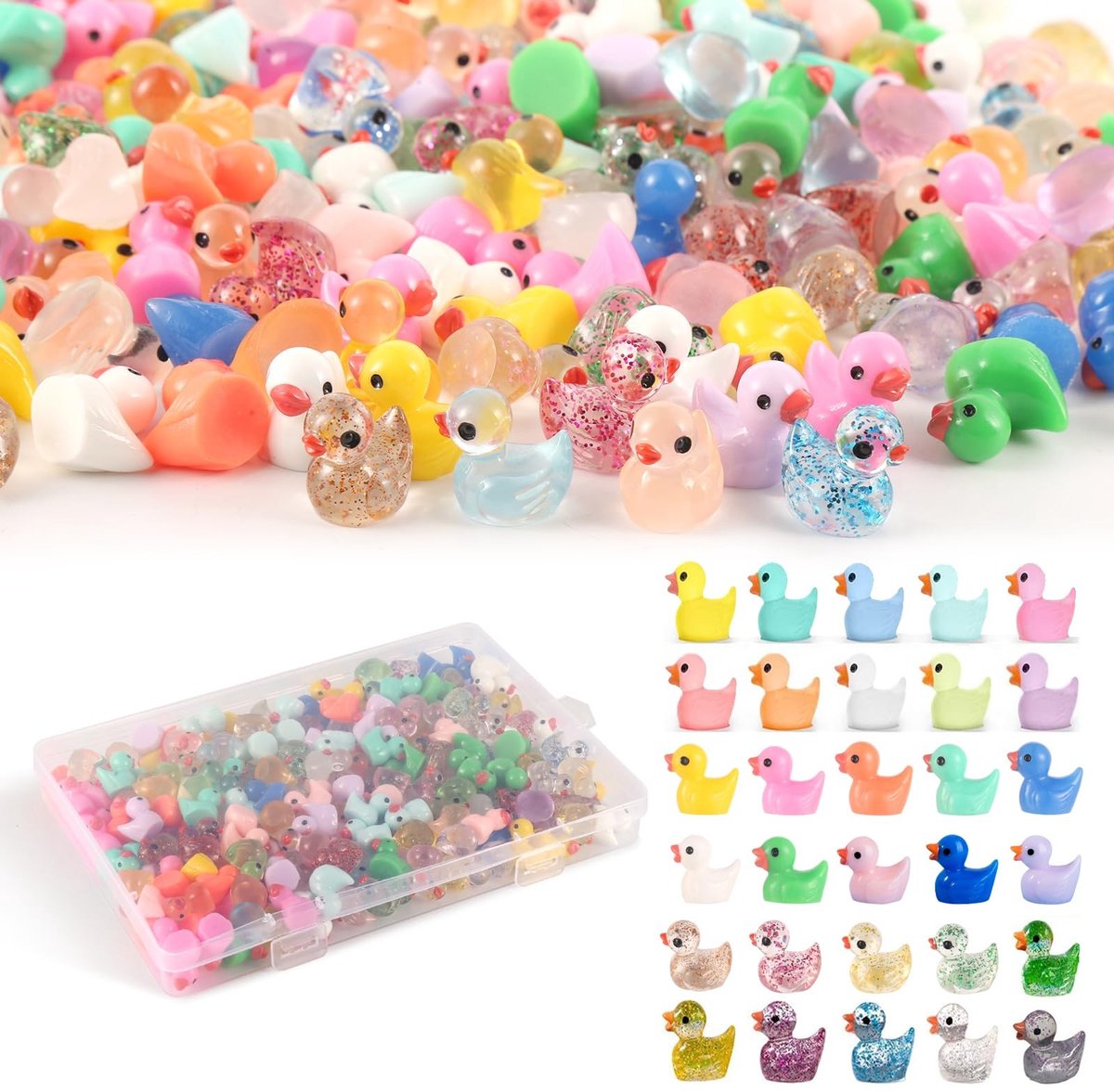 Mini Resin Eendjes - 150 Stuks in Diverse Kleuren