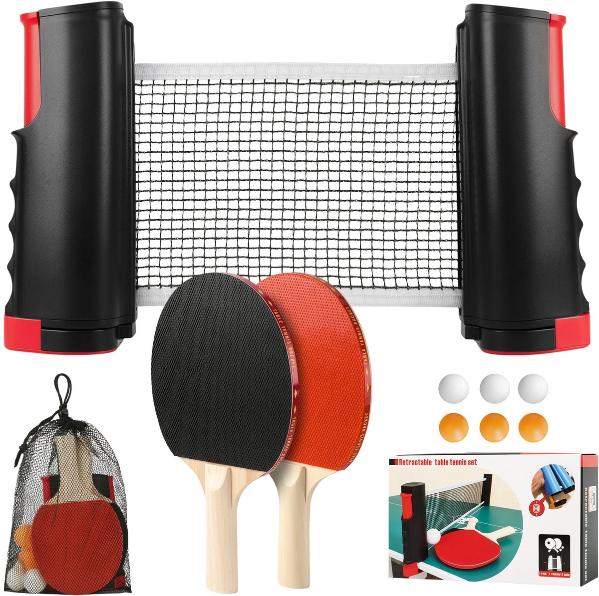 Professionele Tafeltennistenset - Rood/Zwart