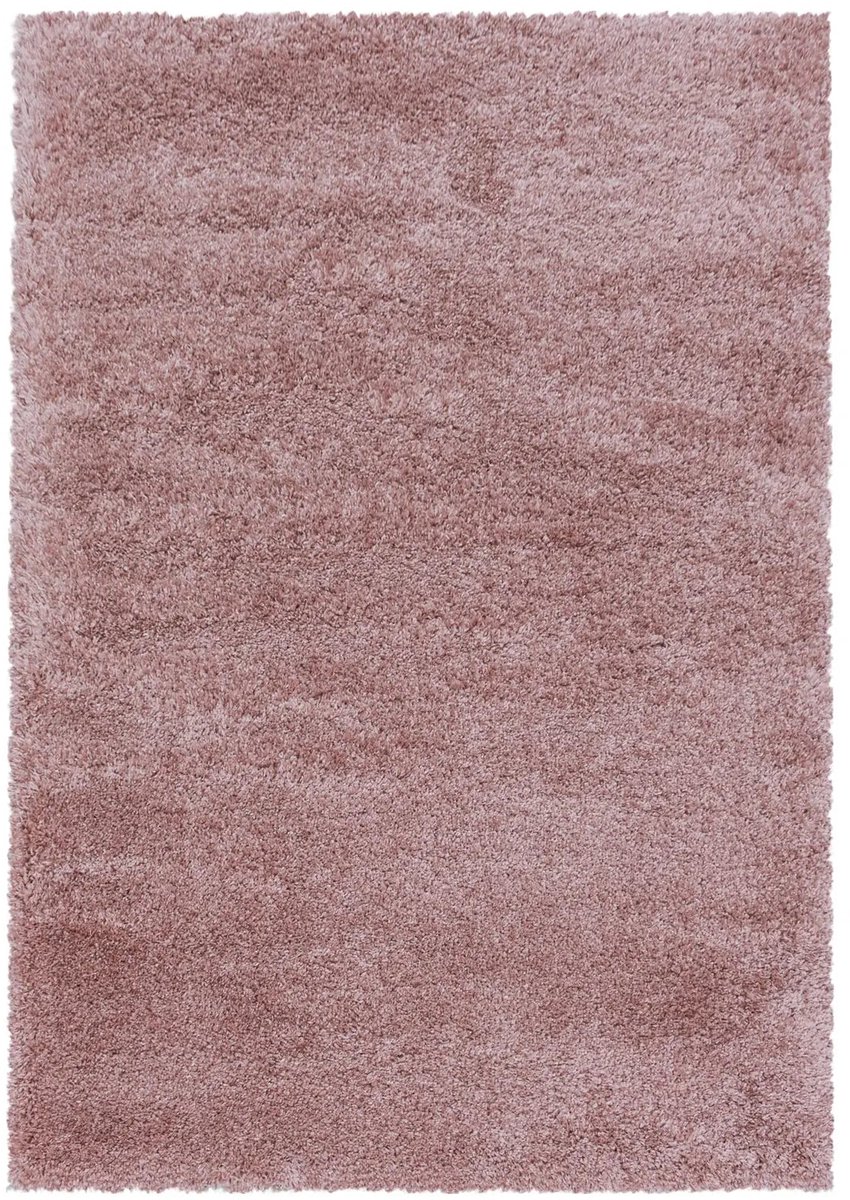 Hoogpolig Vloerkleed | Tapijt | Shaggy | Fluffy | Uni | Rosé | 280x370 cm