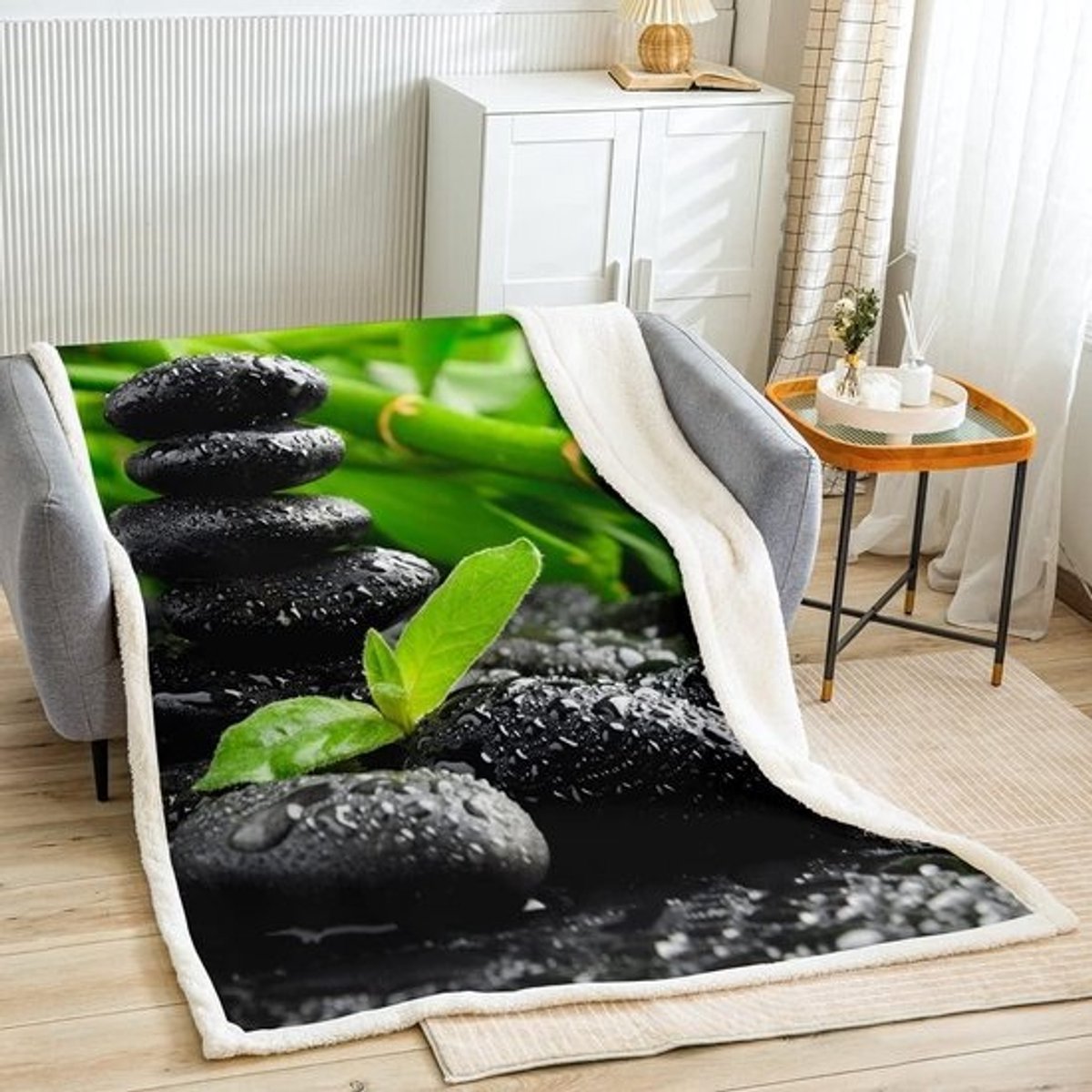 Sherpa Deken - Fleece Deken - Ontspanning Thuis - Natuur Kunstwerk - 200 x 150 cm - Natuurkleuren