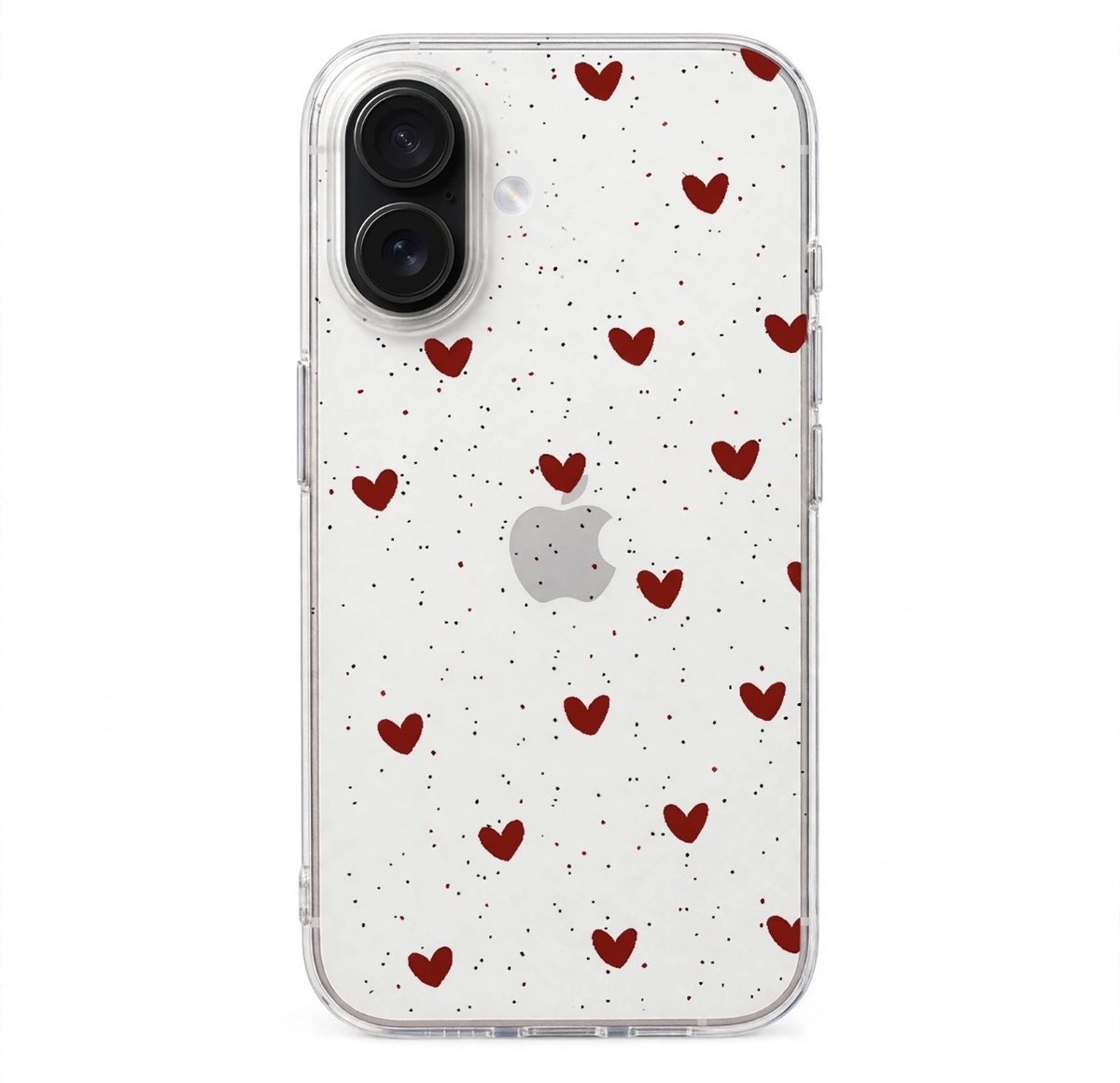 Romantisch telefoonhoesje met rode hartjes - iPhone 16