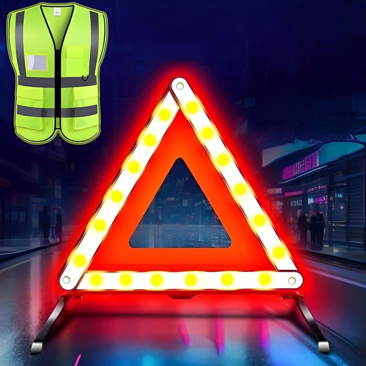 Zolvano® Gevarendriehoek – Auto Veiligheidsset – Auto Accessoires-Lichtgroen