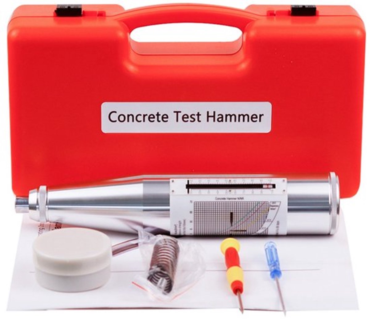 Beton Rebound Tester Enige Uitvoering - 10-60 Mpa Meetbereik - 2.0 Kg Gewicht - Sterkte Tester - Hamer Test Meter