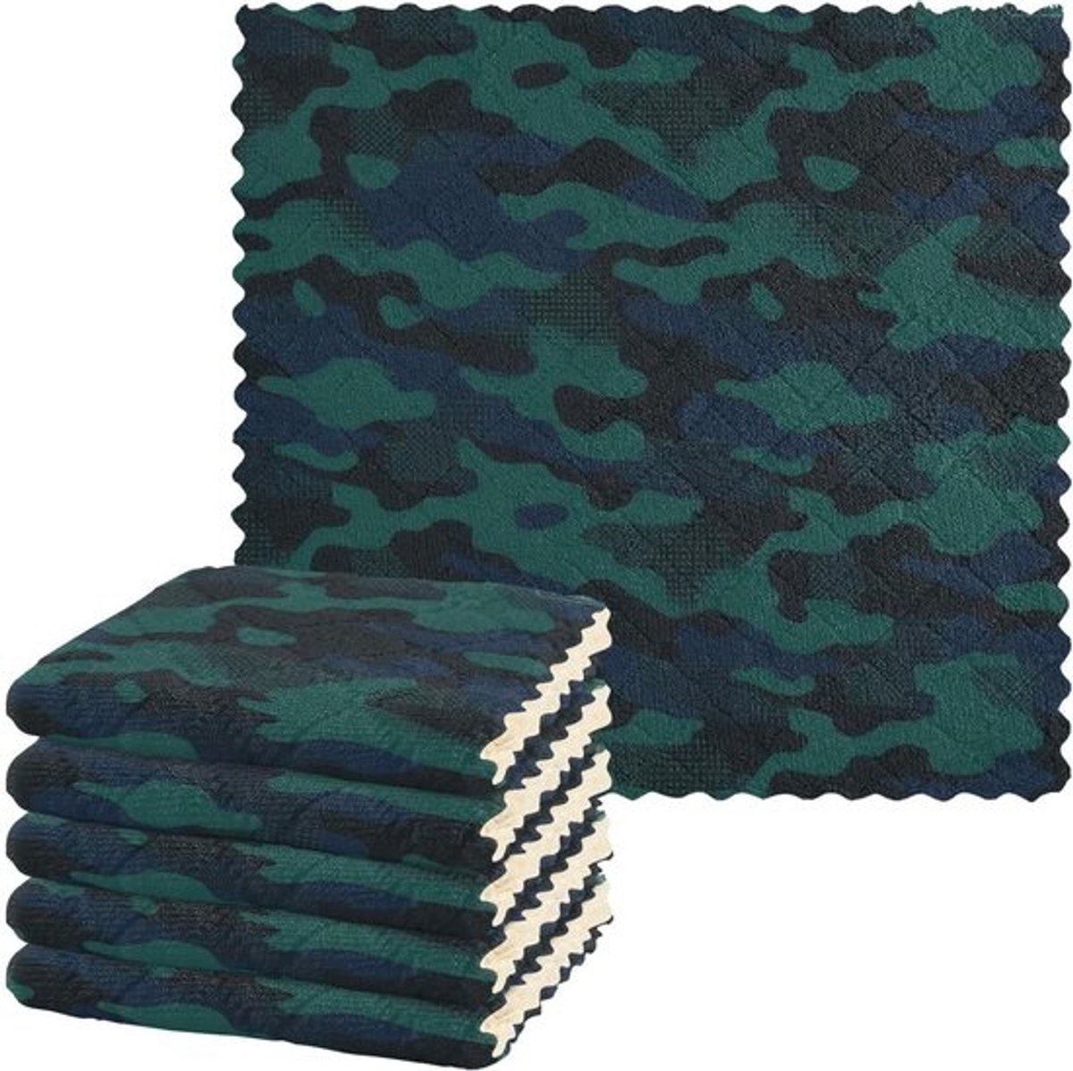 Keukendoeken Set - Vaatdoeken Theedoeken - Keuken Schoonmaken - Zeer Absorberend Sneldrogend - 28 x 28 cm - Leger Camouflage