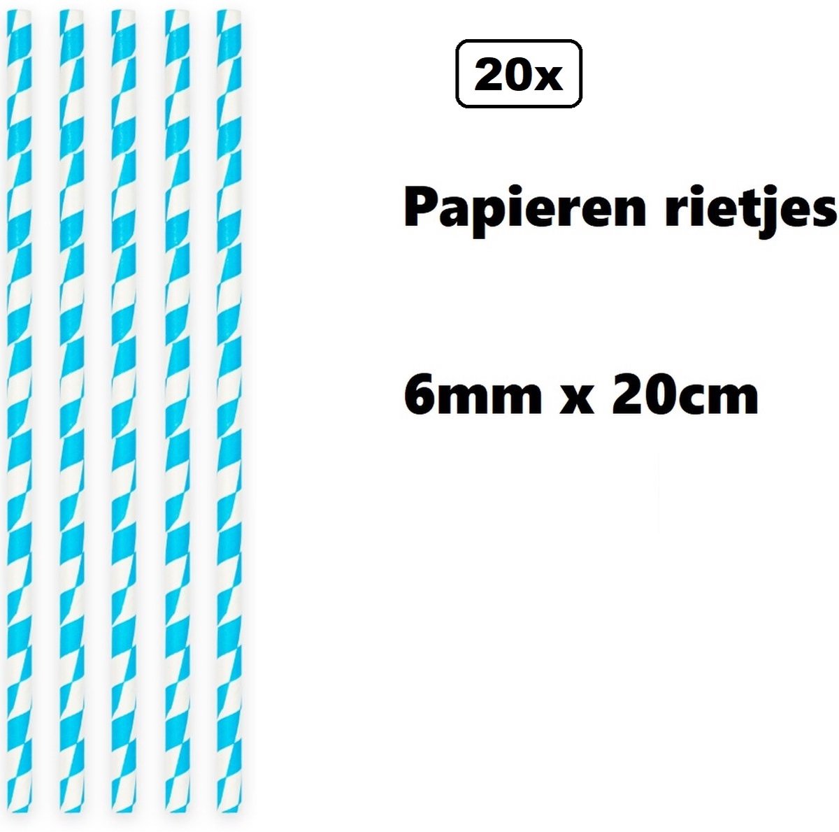 20 stuks Papieren rietjes Oktoberfeest blauw/wit 20cm - 100% biologisch afbreekbaar - Oktoberfest Beiers drink rietje limonade thema feest