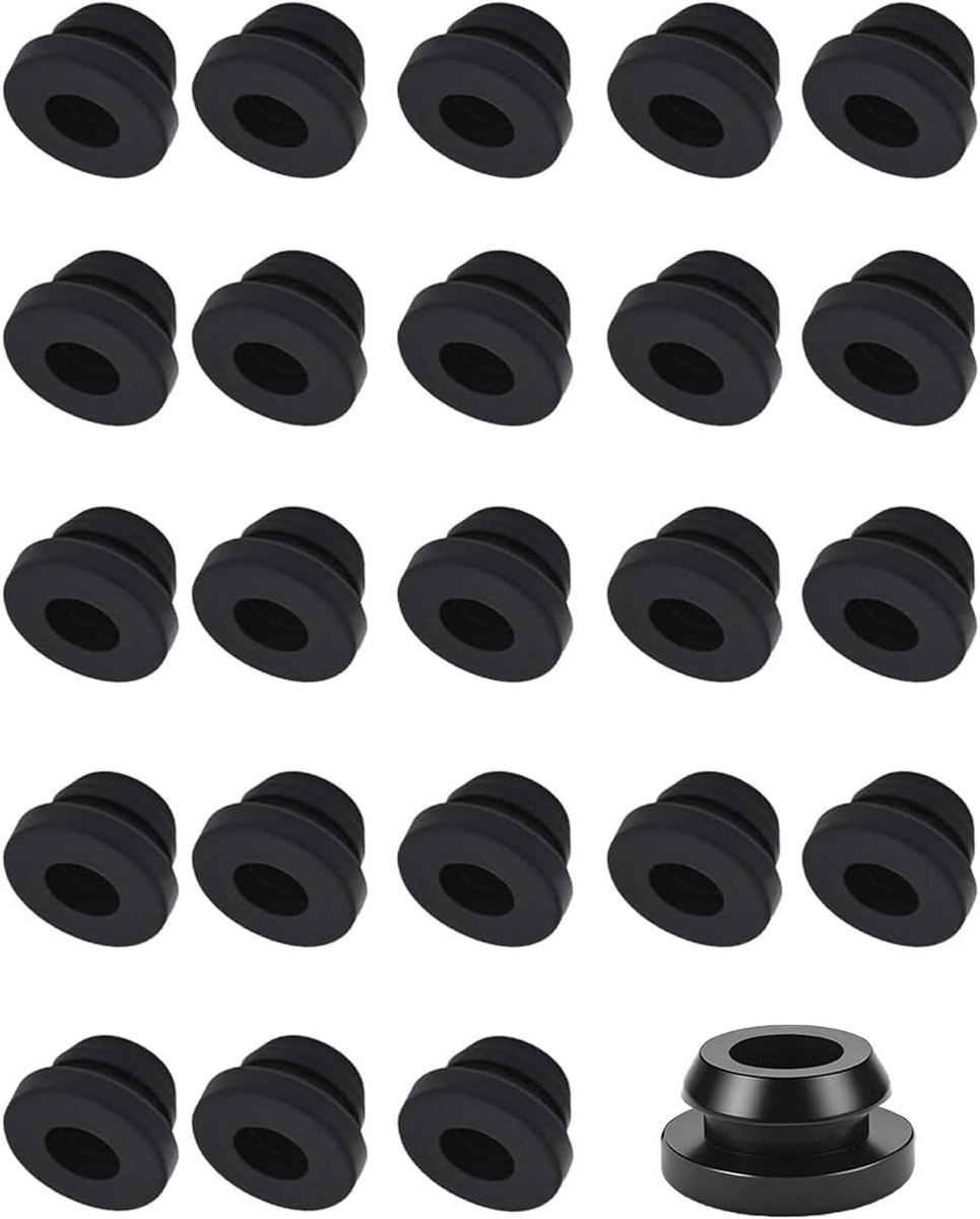 Set van 24 rubberen grommetgidsen en accessoires voor pan carriers, RV's en potstands met 5 mm stangen, ideaal voor bescherming en stabiliteit