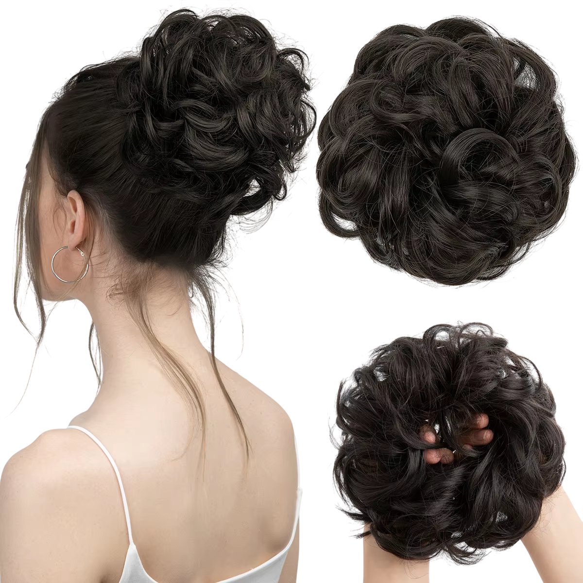 Rommelige Knot Haarstukje voor Vrouwen – Krullende Haar Donut, Knot Extension, Scrunchie en Opsteekhaar