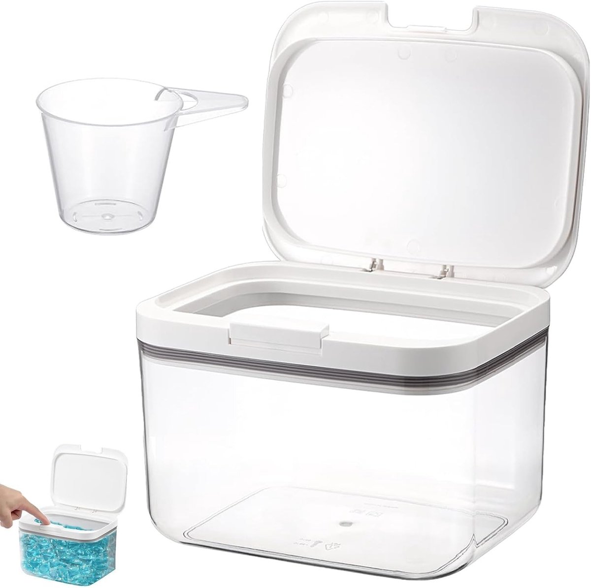 Opslagdoos voor Wasmiddel, 2.8 Liter, Luchtdichte Container voor Waspoeder, Herbruikbare Transparante Box voor Kleding en Garage, Ideaal voor Organisatie en Opslag