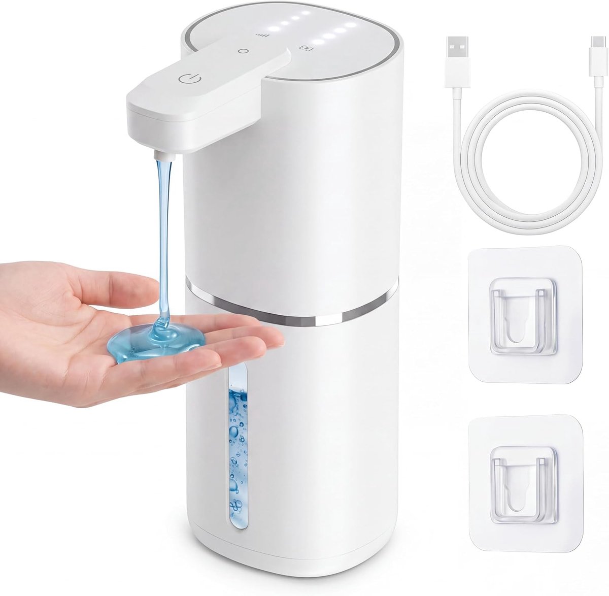 KZQ Touchless automatische vloeibare zeepdispenser 380 ml - Contactloze handzeep pomp voor keuken en badkamer - Eenvoudig aan te vullen en hygiënisch - Wit