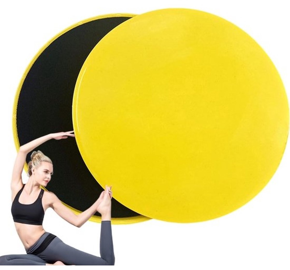 Kernoefeningen Sliders - Glijplaten Trainer - Thuis Fitness - Tweezijdige Trainer - 2 stuks - Geel