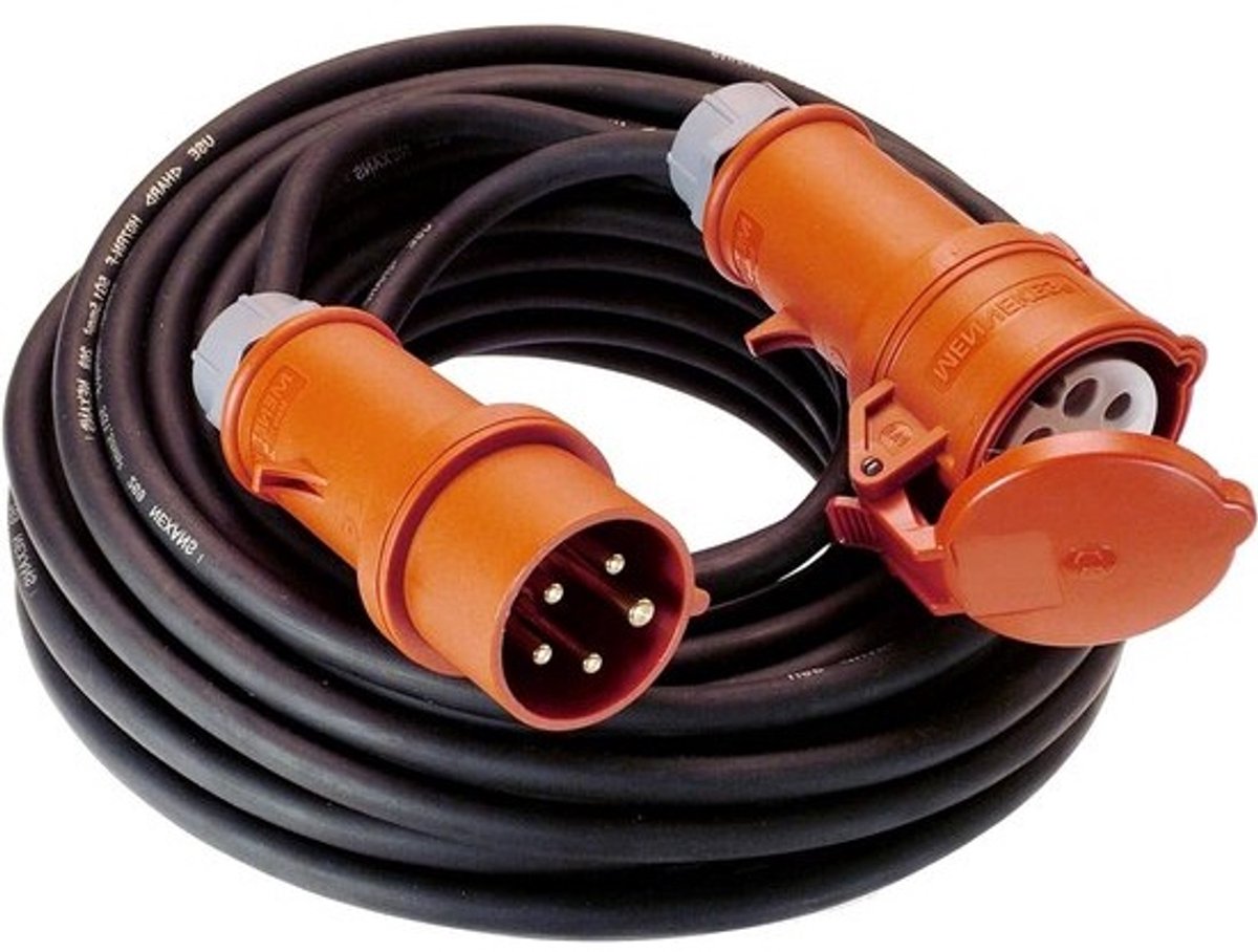Krachtstroom verlengkabel - CEE kabel - Buiten stroom - IP44 spatwaterdicht - 25 meter 32A - Zwart