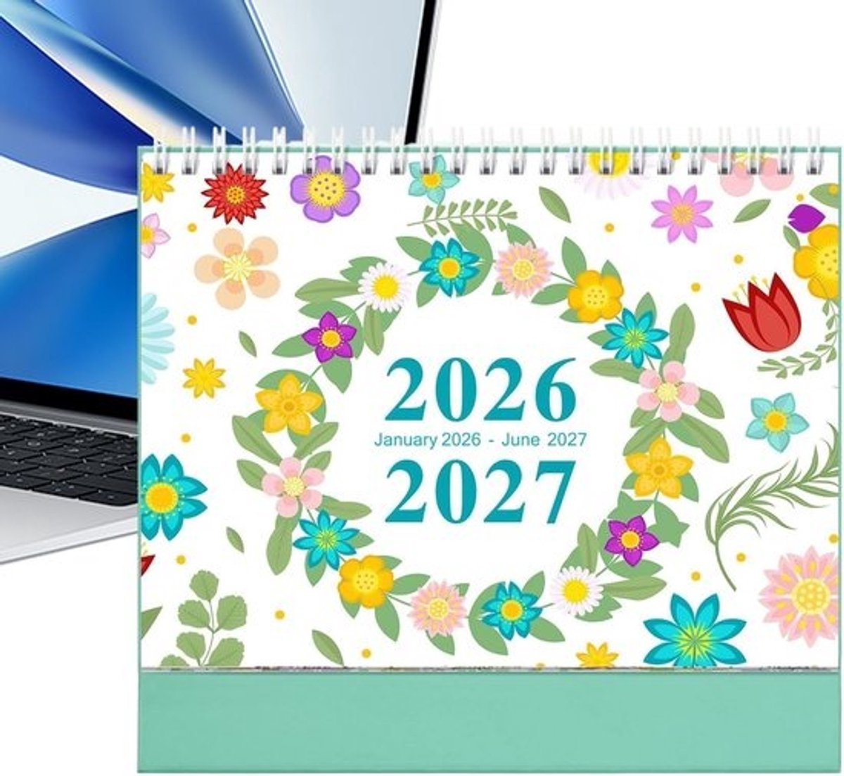 Bureaukalender 2026-2027 - Planners Agenda - Effectief Plannen - Dubbeldraads Binding - 18 Maanden - Bloemen