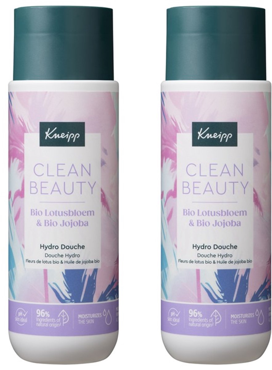2 x Kneipp - Douchegel - Clean Beauty - Lotus & Jojoba - 200 ml - Douchegel - Biologische Douchegel - Lotusbloem - Jojoba - Natuurlijke Verzorging