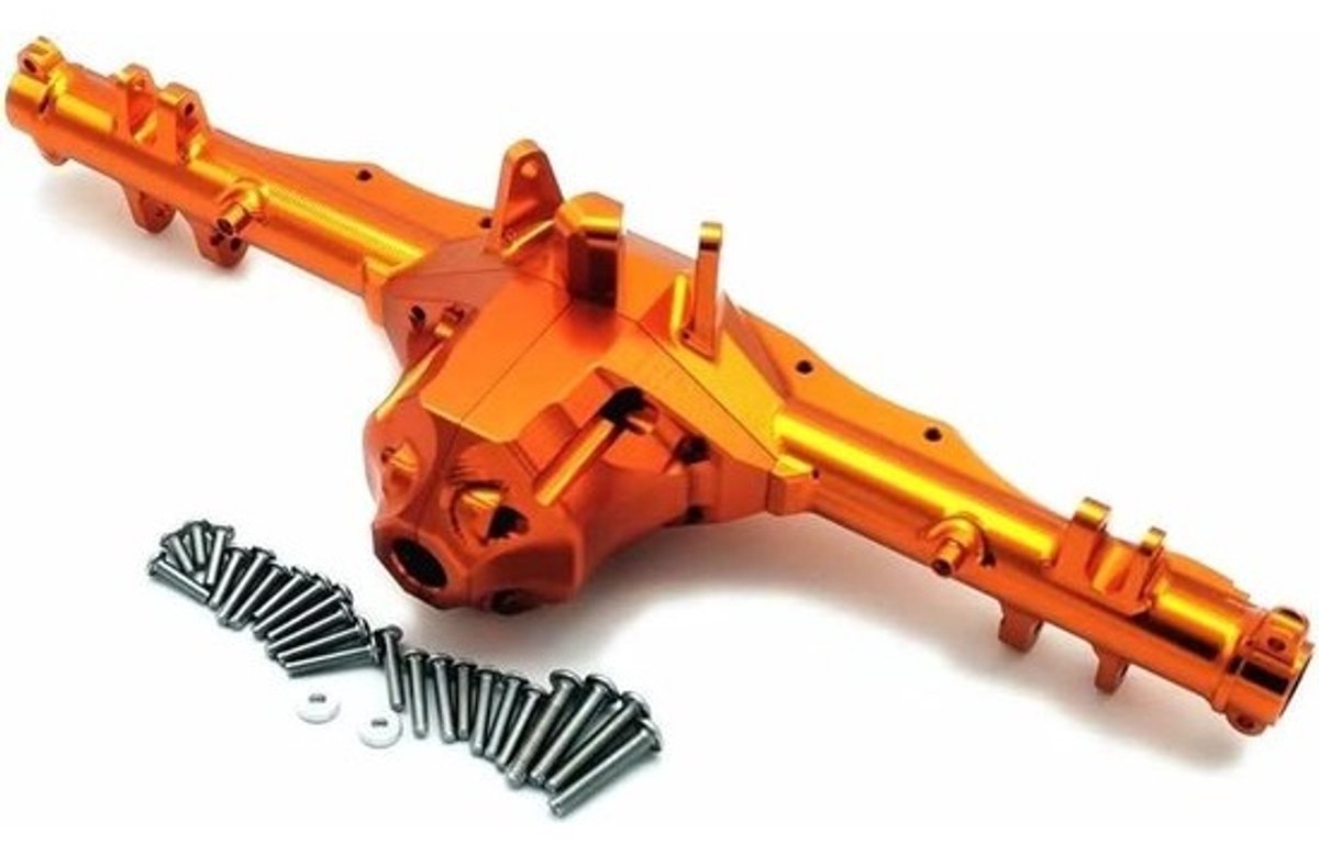 Achteras Behuizing - Versnellingsbak Drager - RC Auto Onderhoud - Aluminium Constructie - 1/7 Schaal - Oranje