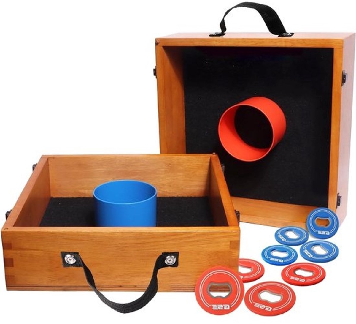 Houten Ringgooi Spel - Washer Toss Set - Buiten Spelen - Met Flesopener - 34 x 34 x 10 cm