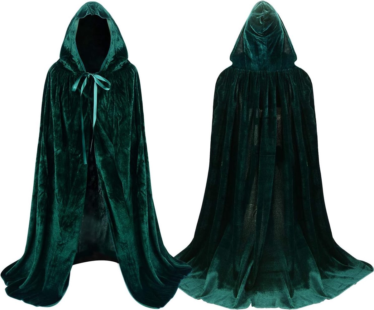 Maxi Cape met Kap voor Kinderen van Fluweel - Tovernaar, Vampier en Halloween Kostuum voor Feestdagen en Carnavals