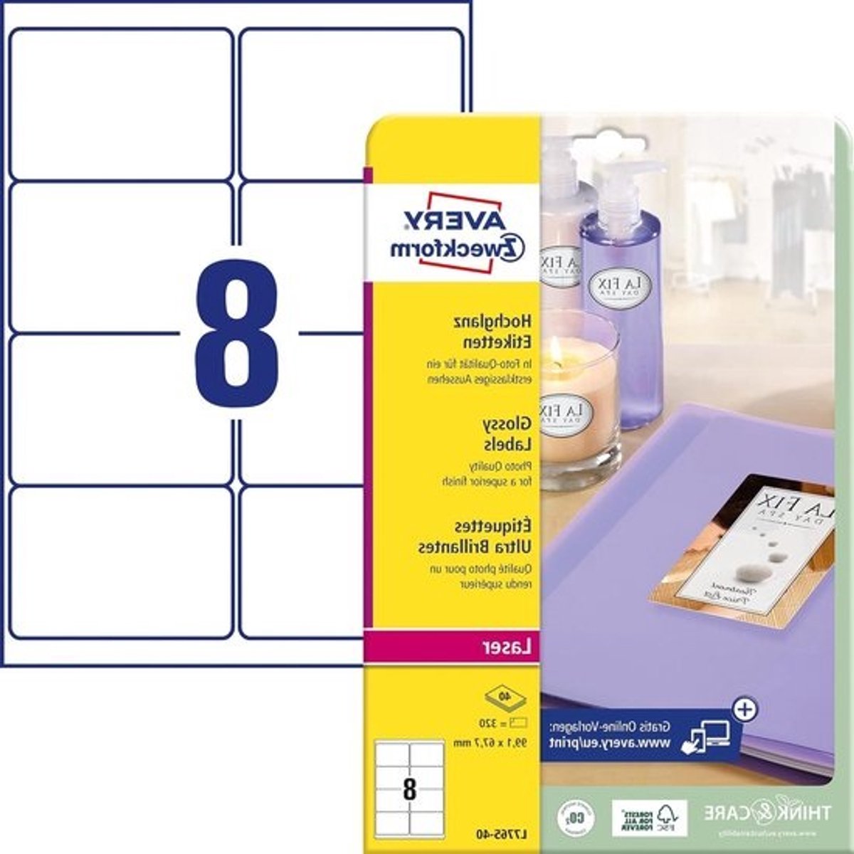Hoogglans Etiketten - Labels Stickers - Producten Markeren - Topkleefkracht - 991 x 677 mm - Wit