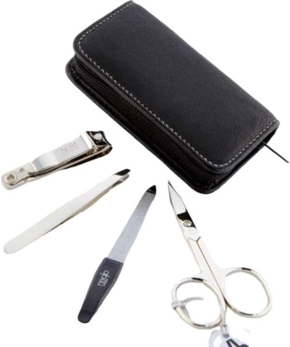 Manicureset Leer - Nagelset Nagelvijl - Persoonlijke Verzorging - Zwart Leren Etui - Niet Gespecificeerd - Zwart
