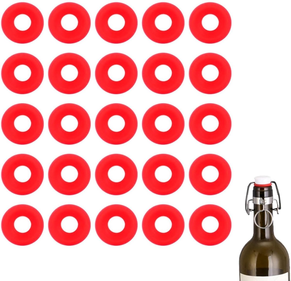 Hoogwaardige Siliconen Rubber O-ringen, 25 Stuks, Lekvrije Dichtingen voor Flessen, Ideaal voor Thuisbrouwerij en Frisdrankflessen