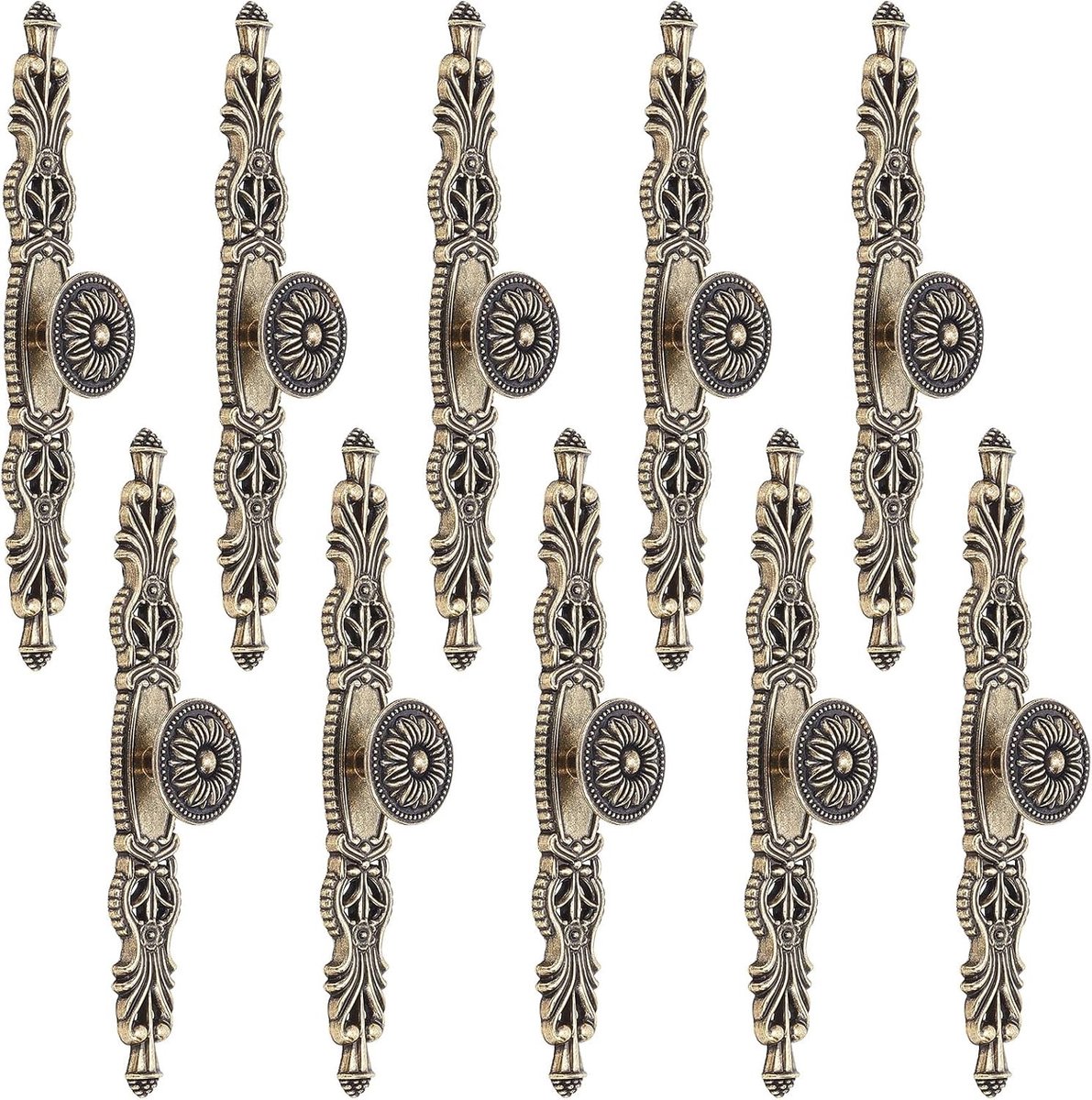 Antieke meubelgrepen met bloemenpatroon, vintage deurgrepen van brons, 3,8 inch gat, 16,7 cm lang, perfect voor kasten en keukenkasten, decoratieve hardware voor interieurstyling