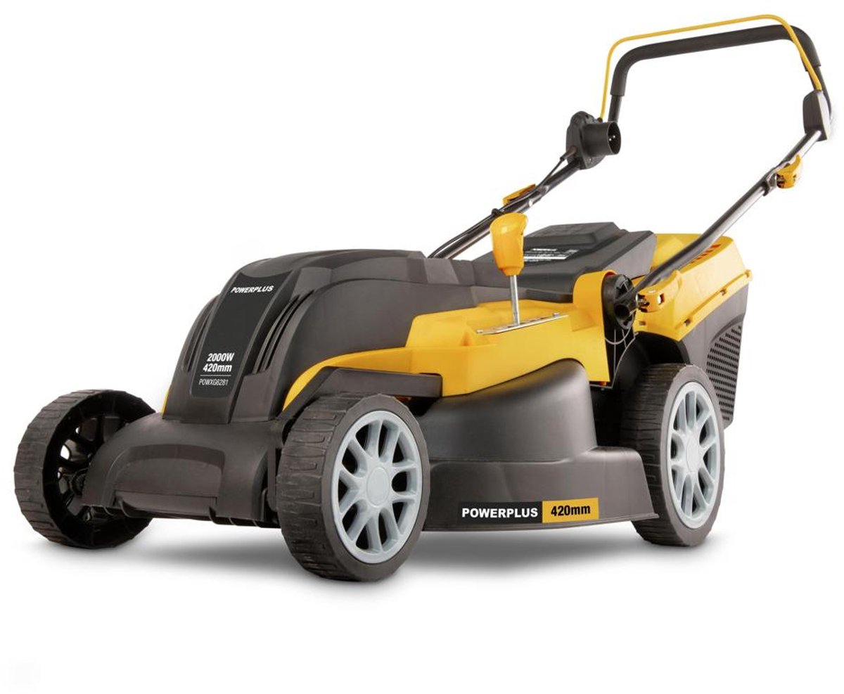 Bol.com Powerplus Elektrische Grasmaaier POWXG6281 - 2000 W, 420 mm Ø grasmaaier met grasopvangbak, mulching en achteruitworp aanbieding