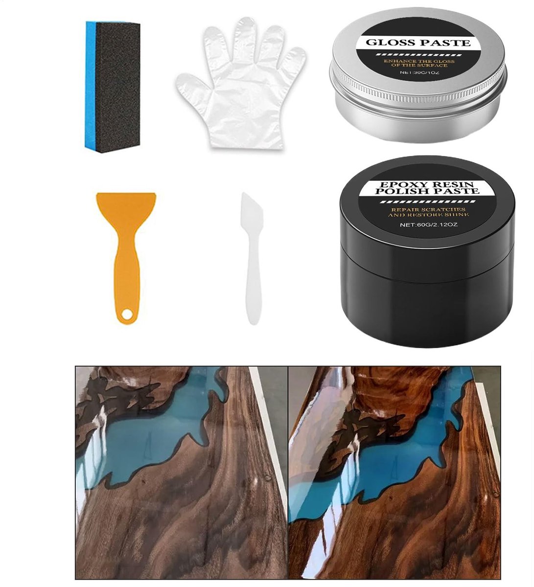 Epoxyhars Polijstpasta Set - Voor Herstellen van Glans en Krassen