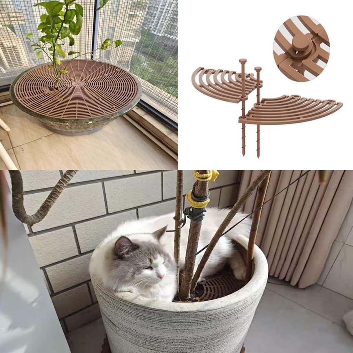 Beschermnet voor planten, 2 stuks bodembescherming, tuinpotcovers met een diameter van 30 cm, ideale bescherming voor bloempotten tegen katten en huisdieren