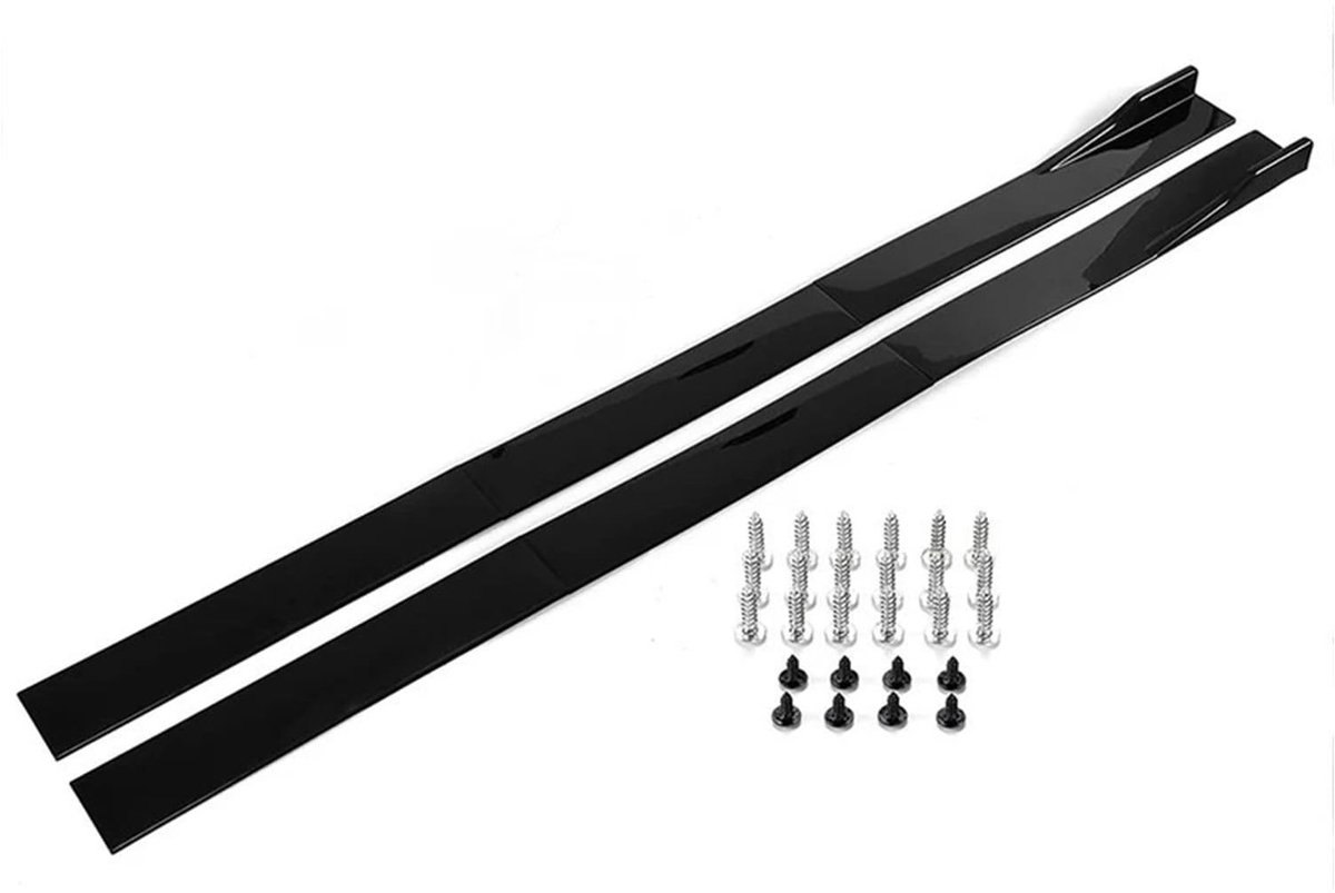 Zijskirt Verlengstuk - 6 Stuks - Glanzend Zwart Carbonlook