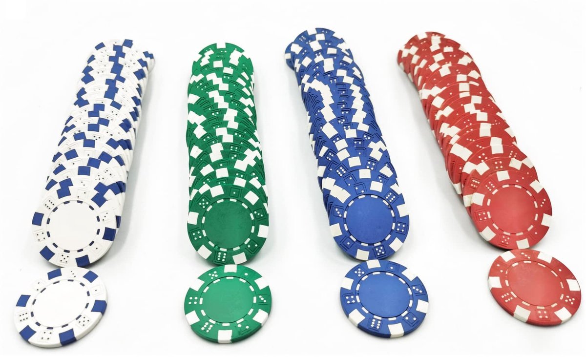 Pokerchips Set - 100 Stuks - 11.5g - Rood, Groen, Wit en Blauw