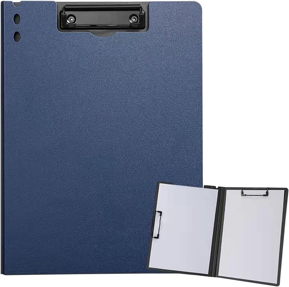 A4 Plastic Clipboards met Dubbele Clip voor Kantoor, Studenten en Docenten - Donkerblauw (31.5cm x 22.5cm) - Ideaal voor Notities, Documenten en Organisatie